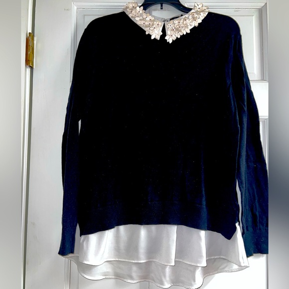 Ted Baker black sweater with embellished collar in size 4 (US size 12) - Picture 2 of 9